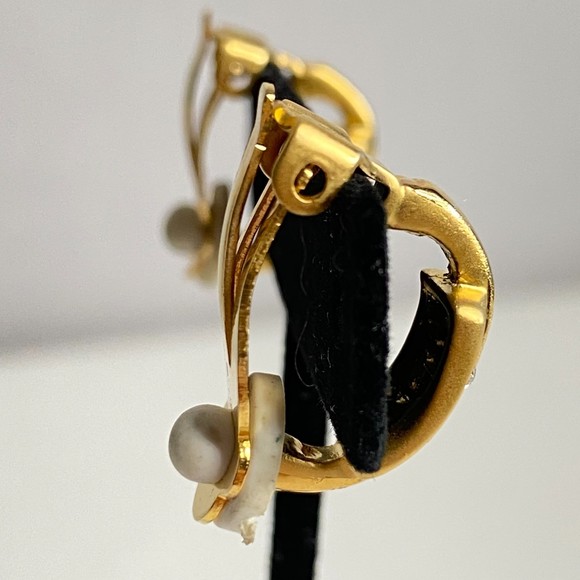 Dainty Earrings Rhinestone Studded Gold Tone Clip On - Picture 6 of 6